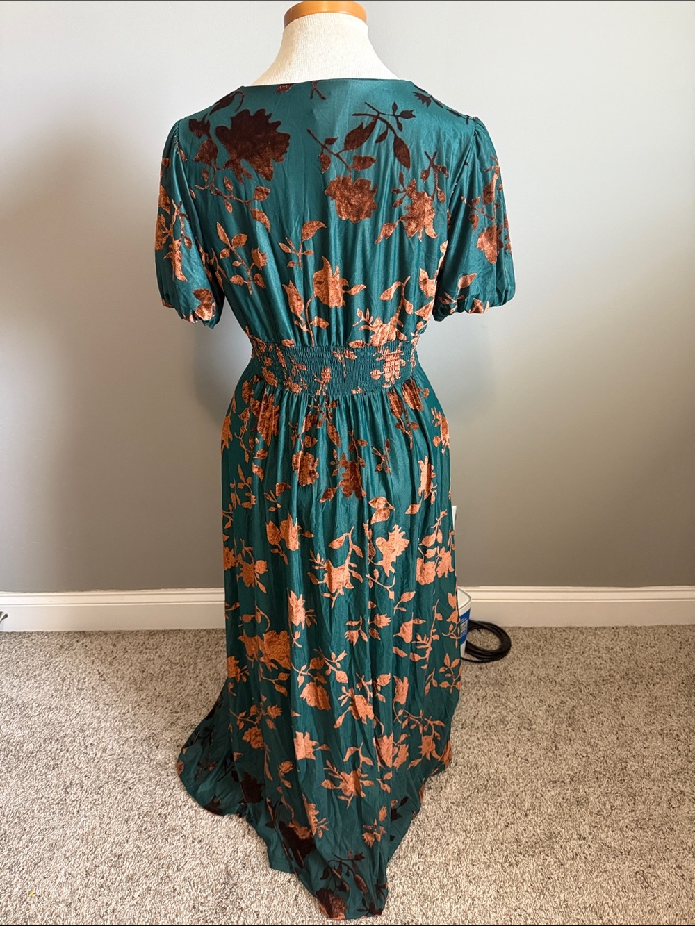 NWT!! Baltic Born - Leslie Velvet Maxi Dress | Bronze + Jade - Size Medium - Picture 8 of 11